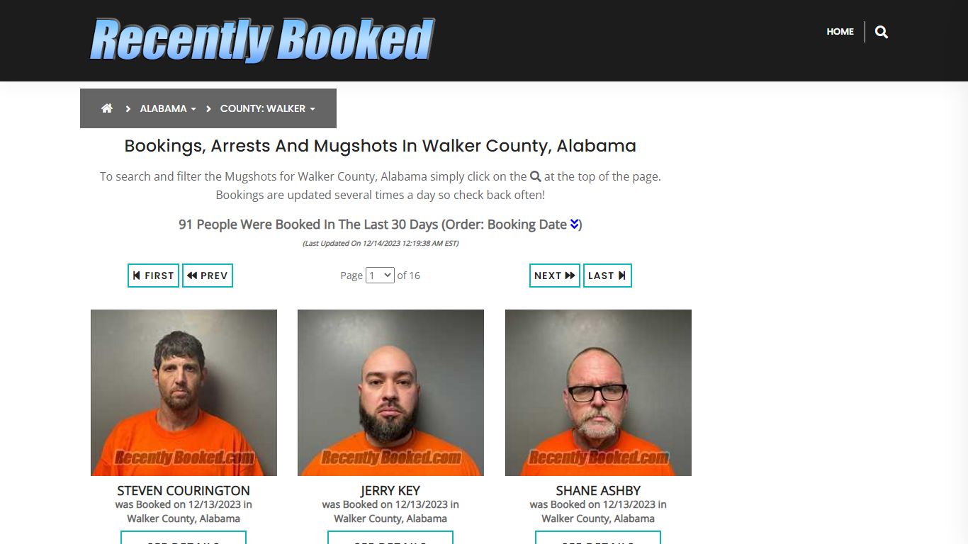Recent bookings, Arrests, Mugshots in Walker County, Alabama